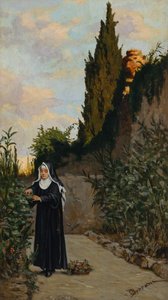 Nonne im Garten von Odoardo Borrani
