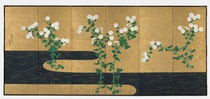 Chrysanthemen an einem Bach, späte 1700er bis frühe 1800er Jahre von Ogata Korin