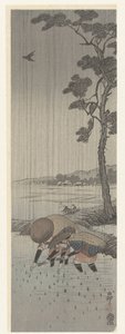 Reispflanzer im Regen von Ohara Koson