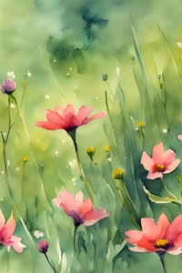 Rosa Aquarellblüte von Ohkimiko