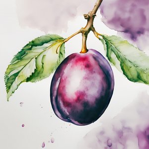 Aquarell Pflaume von Ohkimiko