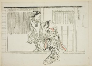 Kamm Rashomon (Sashigushi Rashomon), Nr. 3 aus einer Serie von 12 Drucken, die Parodien von Theaterstücken darstellen von Okumura Masanobu