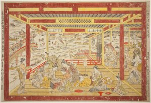 Den Abendkühle genießen in der Nähe der Ryogoku-Brücke (Ryogoku bashi yusuzumi uki-e)