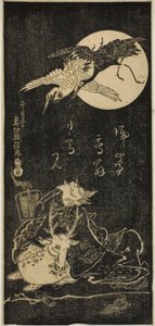Jurojin mit Kranichen, einem Hirsch und einer Schildkröte von Okumura Masanobu