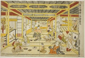 Originalperspektivbild der modischen sieben Glücksgötter (Furyu shichi fukujin uki-e kongen)