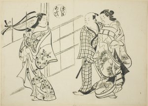 Das Aoi-Kapitel aus "Die Geschichte von Genji", aus einer Serie von Genji-Parodien von Okumura Masanobu