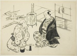 Das Hahakigi-Kapitel aus Die Geschichte von Genji (Genji Hahakigi), aus einer Serie von Genji-Parodien von Okumura Masanobu