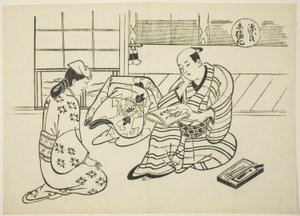 Das Suetsumuhana-Kapitel aus "Die Geschichte von Genji" (Genji Suetsumuhana), aus einer Serie von Genji-Parodien von Okumura Masanobu