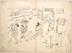 Frau verfolgt Spatz von Okumura Masanobu