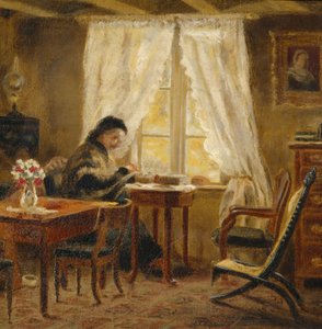 Die Mutter des Künstlers im Wohnzimmer, Holskogen von Olaf Isaachsen