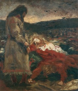 Tore Hund bei der Leiche von Olaf dem Heiligen in Stiklestad