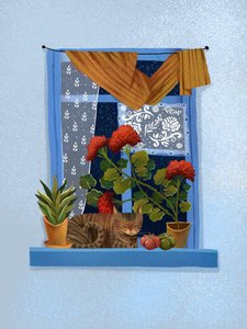 Gemütliche Katze am Fenster