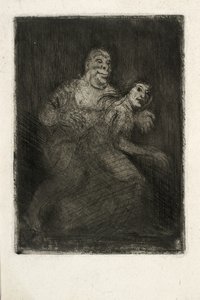 Ein Mann überrascht eine Frau