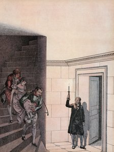 Josephine wird von Napoleon eine Treppe hinuntergeführt von Onfray de Breville Job