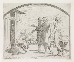 Abraham und die drei Engel (Schilderungen in der Loggia von Raffael) von Orazio Borgianni