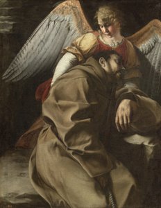 Der heilige Franziskus von einem Engel unterstützt, ca. 1607 von Orazio Gentileschi
