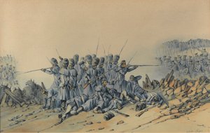 Letzter Widerstand der Wachen an der Sandsack-Redoute