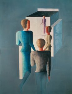 Vier Figuren und Kubus