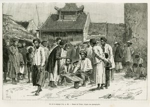 Spiel der Sapeque. Gravur von Tofani, zur Illustration der Geschichte Trente mois au Tonkin, 1884, von Dr. Paul Hocquard, in Le tour du monde 1890, unter der Leitung von Edouard Charton (1807-1890), Hachette, Paris von Oswaldo Tofani