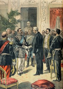 Interview zwischen Félix Faure und dem russischen Botschafter Lev Ouroussoff, Paris 1898 (Gravur)
