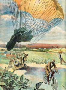 Ballonlandung auf einem offenen Feld von Oswaldo Tofani