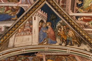 Detail des Gewölbes: Anna und Joachim treffen sich am goldenen Tor von Jerusalem von Ottaviano Nelli