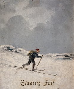 Skifahrer (Frohe Weihnachten), ca. 1880