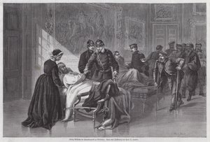 König Wilhelm I. von Preußen trifft verwundete Soldaten im Palais de Versailles, Frankreich, Deutsch-Französischer Krieg von Otto Johann Heinrich Heyden