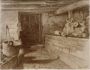 Inneres eines Kuhstalls von Otto Keitel
