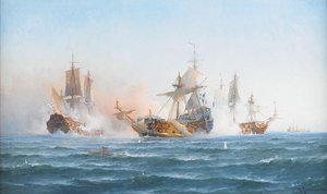 HMS Wachtmeister kämpft gegen das russische Geschwader am 4. Juni 1719, 1902 von Otto Ludvig Richarde