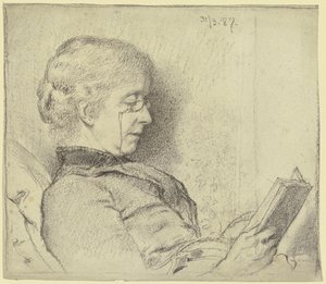 Luise Scholderer beim Lesen von Otto Scholderer