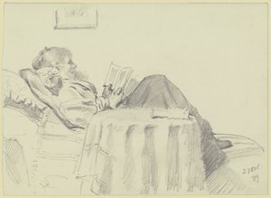 Luise Scholderer beim Lesen von Otto Scholderer