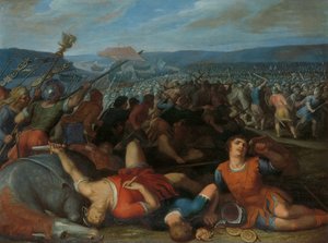Die Bataver besiegen die Römer am Rhein von Otto van Veen
