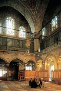 Architektur, Osmanische Kunst: Innenraum der Blauen Moschee oder Sultanahmet Camii, erbaut von Mehmet Aga (1609-1616). Türkei, Istanbul.