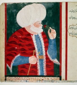 Porträt von Barbarossa (Khizir Khayr ad-din (Barbaros Hayreddin Pasha) (1466-1546) Großadmiral des Osmanischen Reiches nach einer Karriere als Pirat. Miniatur aus dem Manuskript Ms. H. 2134 von Ottoman School