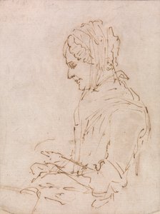 Studie der Mutter des Künstlers beim Nähen von Ozias Humphry