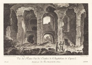Ansicht der Ruinen einer Treppe des Amphitheaters von Capua von P.F. Germain after Louis Jean Desprez