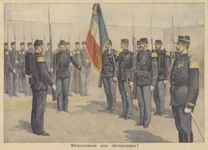 Ein Soldat wird gezwungen, sich für die Beleidigung der französischen Flagge zu entschuldigen von P.H.G.V. Michel