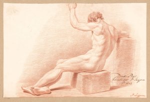 Sitzender männlicher Akt, von hinten gesehen (3. Preis 1807) von P. Luypen