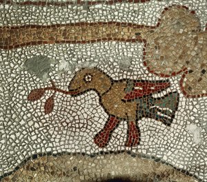 Taube mit einem Olivenzweig. Mosaik von Pantaleone Pantaleone