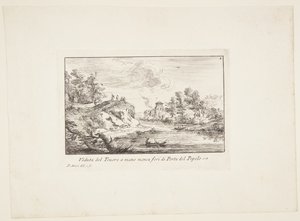 Ansicht des Tiber links von der Porta del Popolo von Paolo Anesi