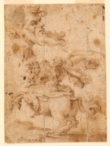 Der Kopf eines bärtigen Mannes, ein Mann zu Pferd, ca. 1650