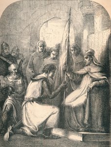 Hugh de Vermandois erhält ein geweihtes Banner von Papst Urban, 1869 von Paolo Priolo