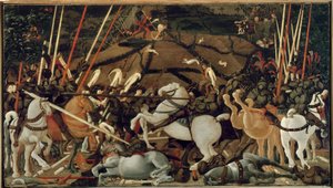 Die Schlacht von San Romano 1432: Der Sturz von Bernardino della Carda von Paolo Uccello