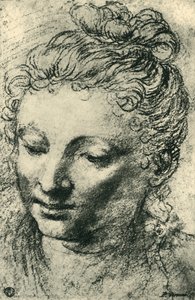 Kopf einer Frau, die nach unten schaut, Mitte des 16. Jahrhunderts, 1943