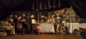 Judith wird von Holofernes bewirtet