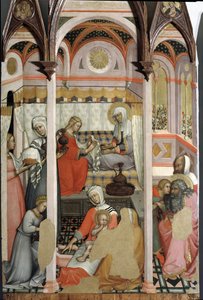 Geburt Marias (Detail) - Triptychon auf Tafel