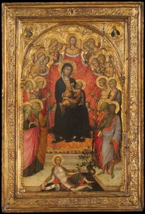 Madonna und Kind auf dem Thron mit dem heiligen Johannes dem Evangelisten, dem heiligen Petrus, der heiligen Agnes
