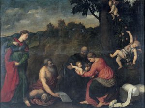 Die Heilige Familie mit den Heiligen Hieronymus, Katharina von Alexandria und Engeln