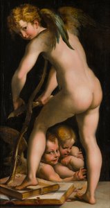 Amor, der seinen Bogen schärft